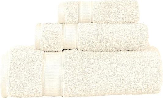 Personalized Towels, Hotel & Spa Quality, Super Soft, Highly Absorbent, Bathroom Sets, 100% Cotton Monogrammed towels 3 Piece Towel Set, Includes 1 Bath Towels, 1 Hand Towels, 1 Washcloths Cream color