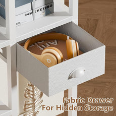 Furologee 6 Tier Bookshelf with USB Ports and Power Outlet, Book Shelf with Charging Station, Bookcase with Drawer, Storage Shelves for Bedroom,Home Office, Living Room, Bathroom, White