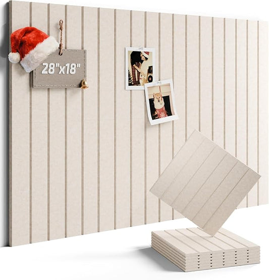 Felt Bulletin Board Tiles -28"x18" with 40 Adhesive Tabs, Cork Board Alternative for Office Decor, Push Pin Board Wall Organizer 6-Pack (Oatmeal)
