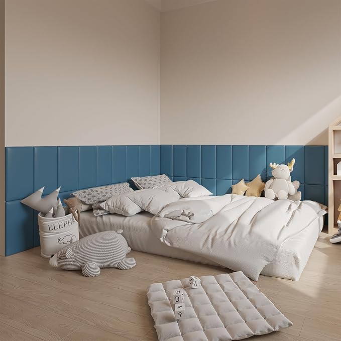 3D Anti-Collision Wall Padding for Kids Self-Adhesive 10PCS Blue headboard Panels for Wall Peel and Stick headboard
