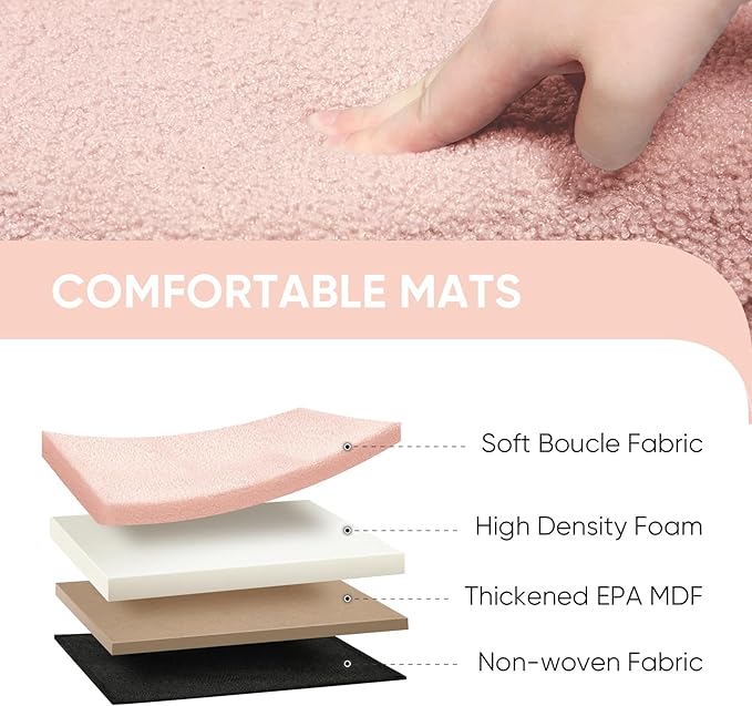 PINPLUS Floral Storage Ottoman Cube Boucle Footrest Stool with Lid, Multi-Functional Cube Seat for Living Room, Dorm & Bedroom – Pink 12.6"x12.6"x12.6"