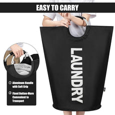 DOKEHOM 125L X-Large Laundry Basket, Collapsible Laundry Bag, Freestanding Tall Clothes Hamper, Foldable Washing Bin (Black)