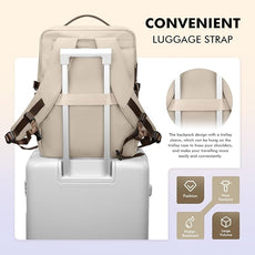 Stylish Laptop Backpack for Women Airline Approved Perfect for Work College and Travel Multi-Functional Casual Daypack Fits 17.3 Inch Notebook (Apricot)