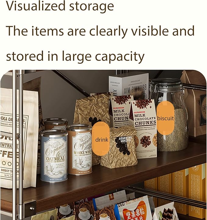 5 Tier Bookshelf, Book Shelf 67/59Inch, Tall Bookcase, Industrial Bookshelves, w/Metal X-shaped support, Adjustable Shelves, Metal Fram, for Living Room,kitchen (walnut, H 66.93×W31.5×L 15.75 IN)