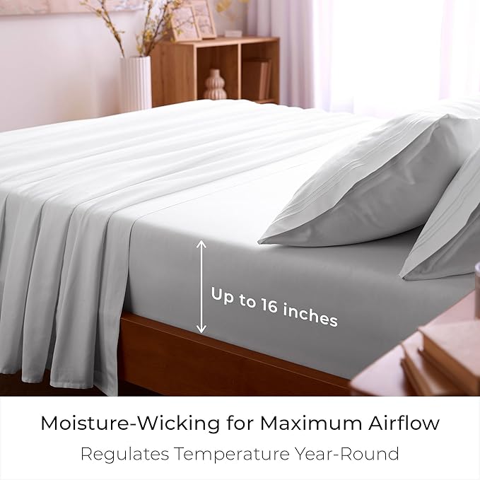 Mellanni California King Sheet Set - 6-Piece Iconic Collection Bedding, (Including 4 Pillowcases), 16-Inch Deep Pocket, Easy Care, Extra Soft, Cooling Sheets, Brushed Microfiber - White