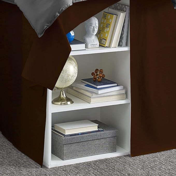 600TC -Dorm Bed Skirt - Split Corner Tailored Dorm Sized Bed Skirt - Dorm Room Essentials - Dorm Bed Skirt 100% Egyptian Cotton - Dorm Décor Bed Skirt Twin XL - 40" Drop (Chocolate, Solid)