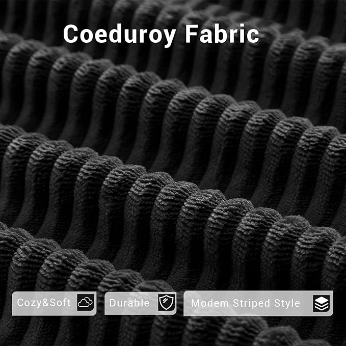Compressed Sofa, Convertible Sofa Bed, Corduroy Compression Boneless Couch with Pillow, Comfy Modular Foldable Floor Sleeper Sofa for Bedroom, Living Room, Lounge, Studio (Black)