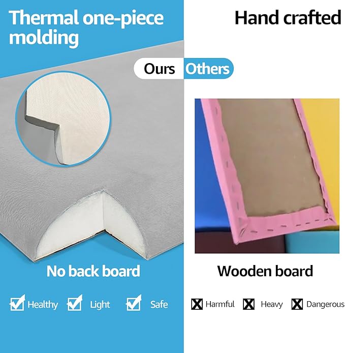 Art3d Peel and Stick Headboard for Twin, Full and Queen in Velvet Stone, Pack of 6 Panels Sized 9.84" x 23.62", Soundproof Wall Panels 3D, Upholstered Wall Panel