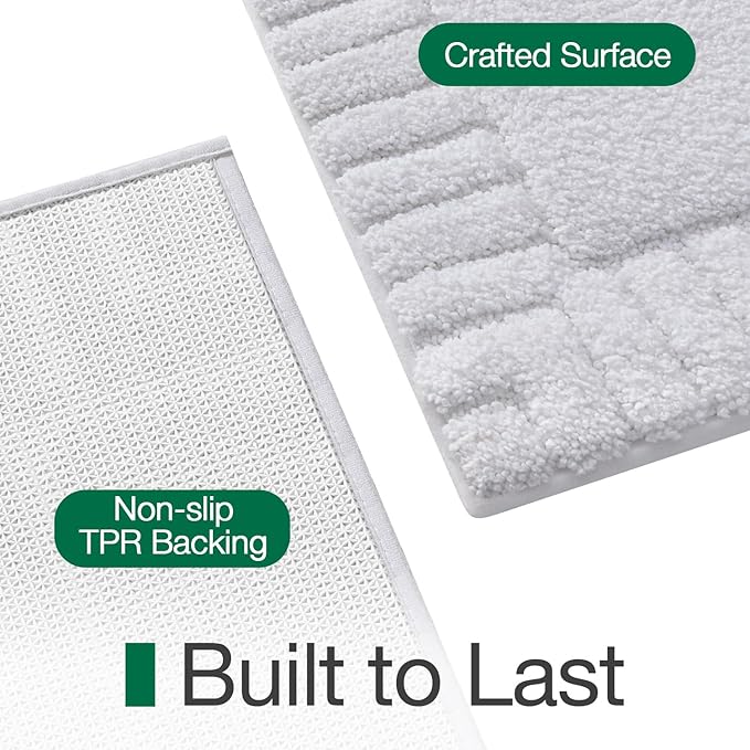 LUMI Bathroom Rugs Non Slip with Rubber Backing, Extra Soft Plush Microfiber Bath Rug Absorbent, Machine Washable Bath Mat Quick Dry for Tub, Shower, Hotel, White, 24"x36"