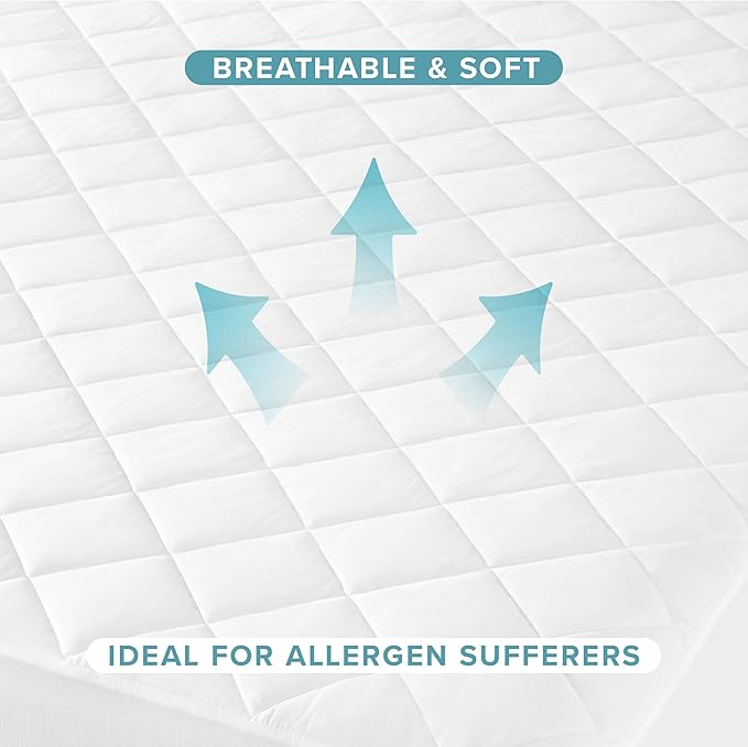 Bare Home Quilted Fitted Mattress Pad (King) - Cooling Mattress Cover - Easily Washable - Elastic Fitted Cover for Mattress - Stretch-to-Fit up to 15 Inches Deep (King)