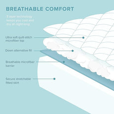 Bare Home Quilted Fitted Mattress Pad (Split Head Flex King) - Cooling Mattress Cover - Easily Washable - Elastic Fitted Mattress Cover - Stretch-to-Fit up to 15 Inches Deep (Split Head Flex King)
