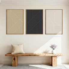 Large Neutral Abstract Wall Art Decor Framed Mid Century Modern Canvas Paintings Artwork for Living Room Bedroom Bathroom 36x24 Inch Set of 3