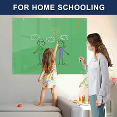 TSJ OFFICE Glass Dry-Erase Board - 48 x 32 Inches Wall Mounted Glass Whiteboard, Large Frameless Magnetic White Board for Office, Home & School, Green