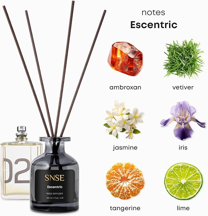 SNSE Escentric Perfumed Reed Diffuser Set - Premium Reed Diffusers for Home with Diffuser Reeds, Luxurious Gift Aroma, Sophisticated Scent, Ideal for Relaxation, Elegant Home Fragrance