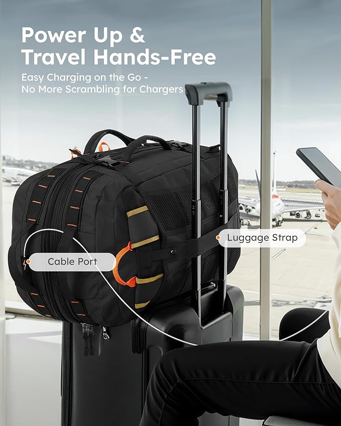 Tolaccea Travel Laptop Backpack, Large Carry on Backpack Flight Approved Convertible Duffle Luggage Bag Daypack Work Business Rucksack Fits 16" Laptop for Men Women 3 Carrying Ways, 40L-50L Expandable