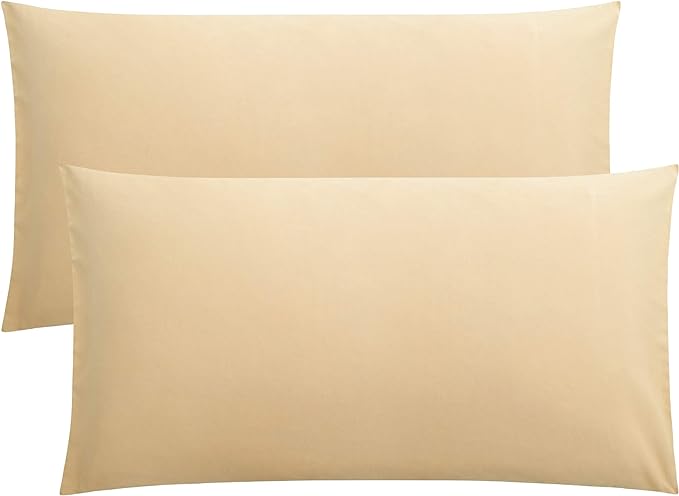 FLXXIE 2 Pack Microfiber King Pillow Cases, 1800 Super Soft Pillowcases with Envelope Closure, Wrinkle, Fade and Stain Resistant Pillow Covers, 20x36, Light Taupe