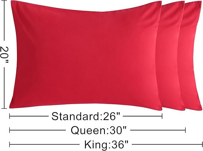NTBAY Queen Cotton Pillowcases - Envelope Closure 20x30 Pillowcases Set of 2, Breathable and Soft Bed Pillow Cases, Red