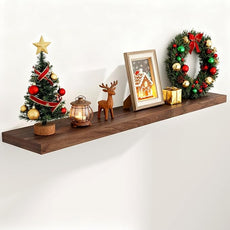 Fun Memories 55 Inch Floating Shelves for Wall, 55x9.3 Large Floating Shelf for Bedroom, Kitchen, Bathroom, Wall Mounted Rustic Wood Shelves with Invisible Bracket for Books, Decor, Walnut