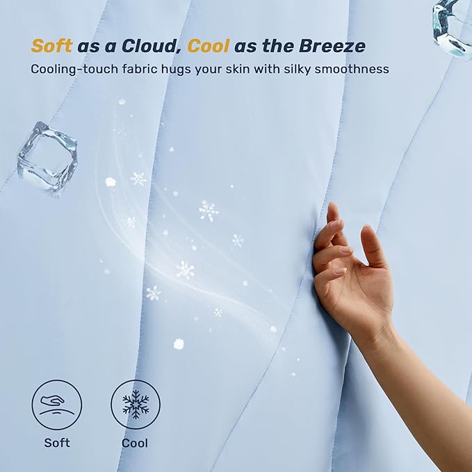 Unikome Ultra Soft Waterproof Queen Size Mattress Pad, Cooling Mattress Protector for Hot Sleepers, 5-Layers Noiseless Washable Mattress Cover with 8"-21" Deep Pocket (Light Blue, 60x80)