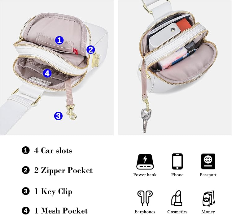 INICAT Travel Small Crossbody Sling Bags Women Cross Body Purses Passport Holder Vegan Leather Fanny Packs Birthday Gifts