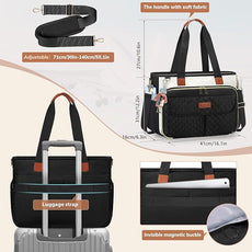 RAINSMORE Teacher Tote Bag for Women Work Bags 15.6 Inch Laptop Tote Bag with Large Cup Holder Nurse Bag Computer Handbag