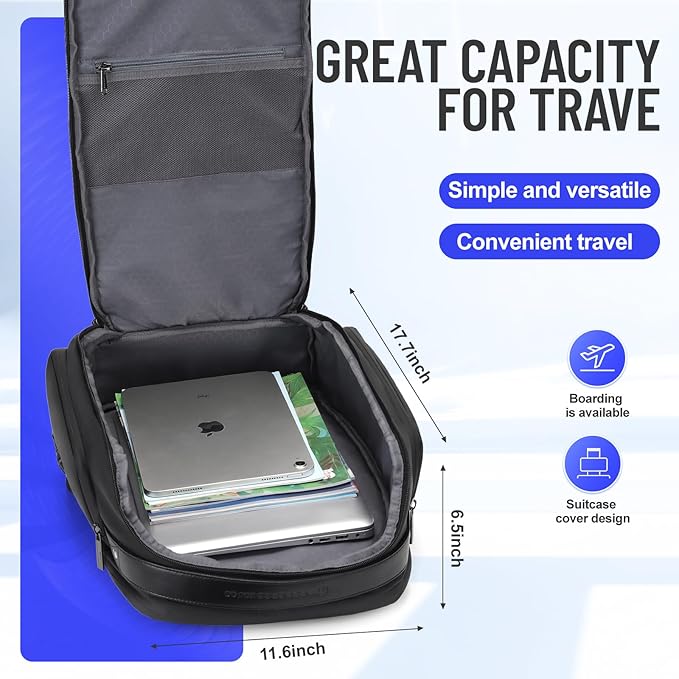 40L TSA Travel Laptop Backpack, Carry-On Weekender Bag with USB Port & TSA Lock, 17.3 Inch Business Travel Backpack for Men, Expandable Overnight Bag with Large Capacity & Flight Approved Design