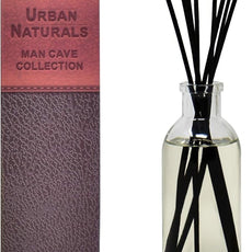 Urban Naturals Leather Mahogany Reed Diffuser Oil Set with Reed Sticks – Masculine Blend of Smoky Bergamot, Leather, Spice, Amber and Wood - Made in The USA