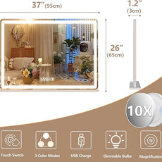 Hasipu Vanity Mirror with Lights and Bluetooth Speaker, 37.4