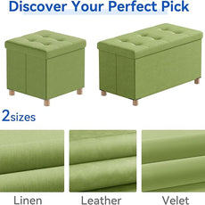 BRIAN & DANY 30 Inches Folding Storage Ottoman Bench, Ottoman with Storage Bench for Bedroom, Living Room, Entryway, Foot Rest with Legs, Bright Green