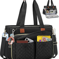 RAINSMORE Teacher Tote Bag for Women Work Bags 15.6 Inch Laptop Tote Bag with Large Cup Holder Nurse Bag Computer Handbag