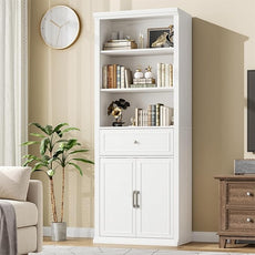 Rresyet Bookcase, 6 Tier White Bookshelf 28