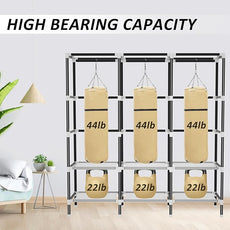 LOKEME Wardrobe Closet,Portable Closet for Bedroom Steel Pipe Diameter 19mm Strong and Sturdy Grey Portable Closets for Hanging Clothes with 3 Hanging rods, 6 Storage Shelves and Side Pockets