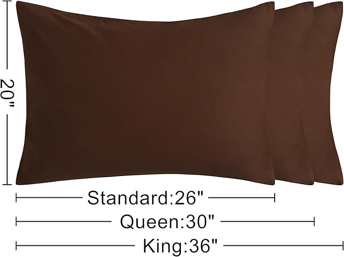 NTBAY Standard Cotton Pillowcases - Envelope Closure 20x26 Pillowcases Set of 2, Breathable and Soft Bed Pillow Cases, Brown