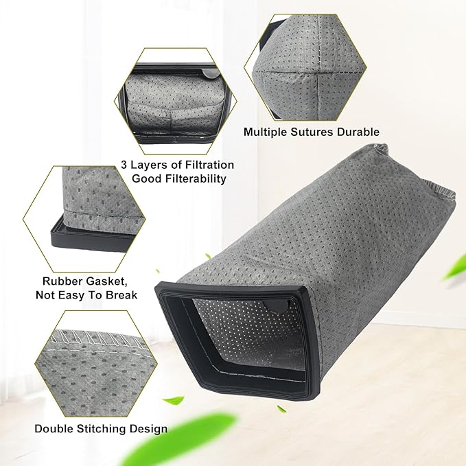 HEPA Cloth Filter Bags Replacement for Hoover Porta Power Swingette S1015 S1029 CH30000 Commercial Canister Vacuum Cleaner Bag, Replace 43662023 (4 Pack)