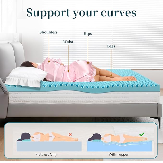 4 Inch Twin Mattress Topper, Memory Foam Mattress Topper Twin Size with Cooling Gel Egg Crate Matress Toppers, Breathable, CertiPUR-US Certified Dorm Essentials for College, RV,Apartment