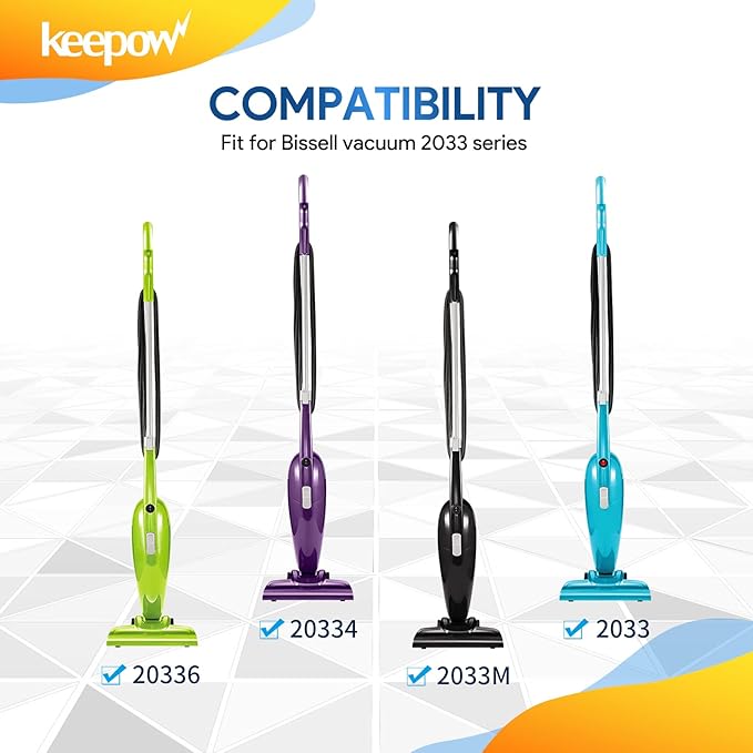 KEEPOW 2033 Vacuum Filter Set Compatible with Bissell Featherweight Stick Lightweight Bagless Vacuum 2033, 20331, 20333, 20336, 20339, 2033M (4-Pack)