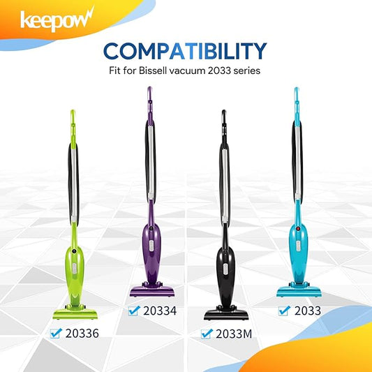 KEEPOW 2033 Vacuum Filter Set Compatible with Bissell Featherweight Stick Lightweight Bagless Vacuum 2033, 20331, 20333, 20336, 20339, 2033M (4-Pack)