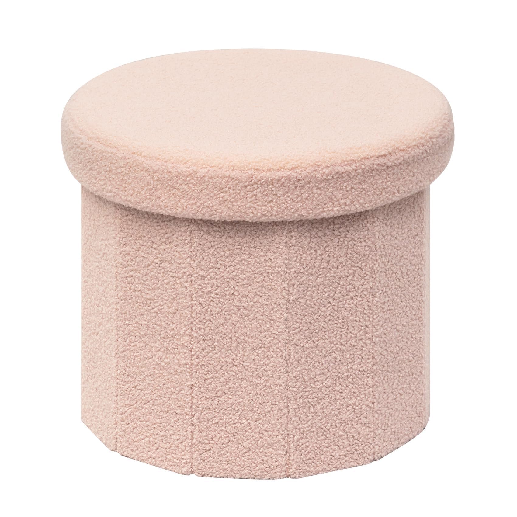 B FSOBEIIALEO Storage Ottoman Cube, Flowers Shaped Ottomans with Storage Foot Stool Footrest for Lving Room, Boucle Ottoman Seat for Dorm Room,Faux Teddy Fur,White 12.6"x12.6"x12.6" Dormly
