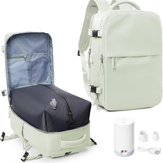 suwasp Vacuum Compression Backpack, 45L Expandable Travel Backpack with Electric Vacpack Pump, Travel Vacuum Bags with Shoe Compartment/17inch Laptop Compartment/USB Port, Mintgreen