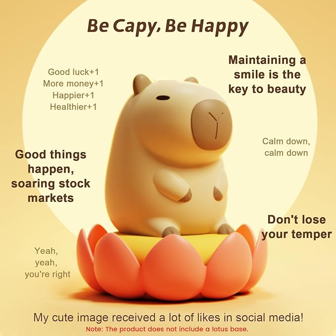 Capybara Cute Night Light, Squishy Capybara Lamp Fun Gifts Toy, Rechargeable LED Dimmable Silicone Nightlight For Kids, Funny Kawaii Light Up Capibara, Baby Nursery College Dorm Home Décor