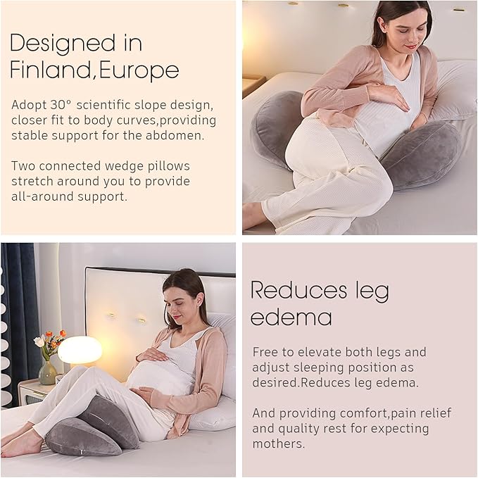 BATTOP Pregnancy Pillow Wedge for Belly Support,Portable Pregnancy Pillows for Sleeping Support Legs,Back,Knees,Adjustable Maternity Wedge Pillow with Removable Cover,Travel Pregnancy Pillow