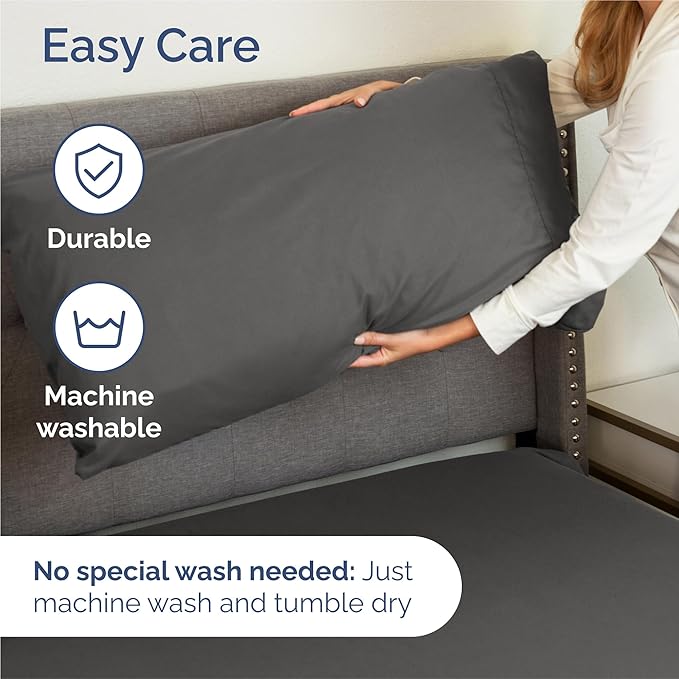 Split King 7 Piece Sheet Set - Cooling and Breathable Bed Sheets - Hotel Luxury Bed Sheets for Women, Men, Kids & Teens - Deep Pockets - Easy Fit - Soft and Wrinkle Free - Split King Charcoal Sheets