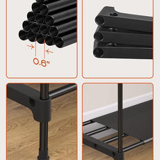 Clothes Rack, Portable Closet, 54.3 Inch Large Capacity Wardrobe Closet, Clothes Storage Organizer with Shelves and 2 Hanging Rods, Easy to Assembly, Black PCT002B01