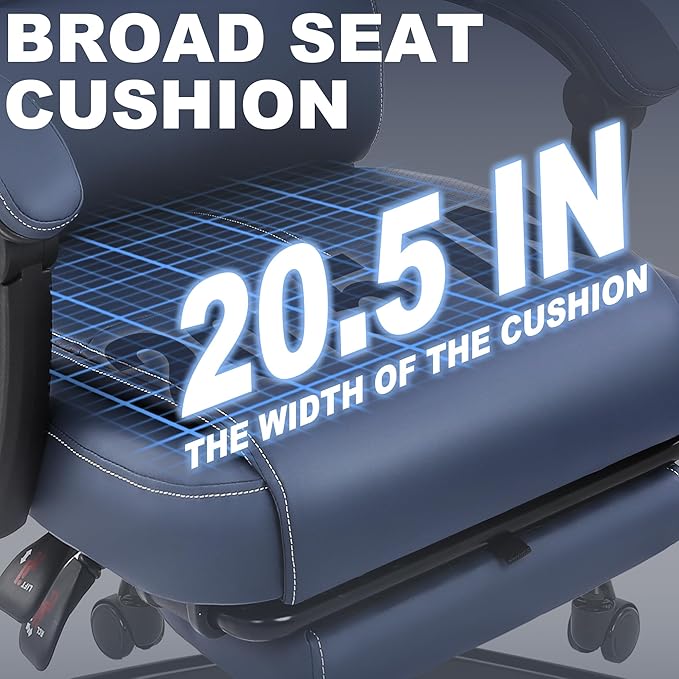 Misolant Big and Tall Office Chair with Footrest, High Back Desk Chair with Linkage Armrest, 90-155° Recline Executive Computer Chairs with Adjustable Height for Home