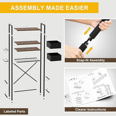 Over Toilet Bathroom Organizer with 2 Storage Cubes, 4-Tier Adjustable Metal Toilet Storage Shelves for Towels, Toilet Paper, Toiletries, Easy Assembly Freestanding Small Space Saver
