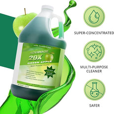 All Purpose Cleaner Concentrate - Advanage 20X The Wonder Cleaner Green Apple for All Surfaces Around Bathroom, Kitchen, Oil and Grease, Multi Purpose Cleaner for Household Cleaning Solution, 128 FlOz