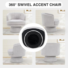 CANMOV Swivel Accent Chair with Armrest, Modern 360 Degree Swivel Barrel Chair with Curve Back and Soft Cushion,Comfy Round Sherpa Teddy Armchair Single Sofa for Living Room,Bedroom,Waiting Room,Grey