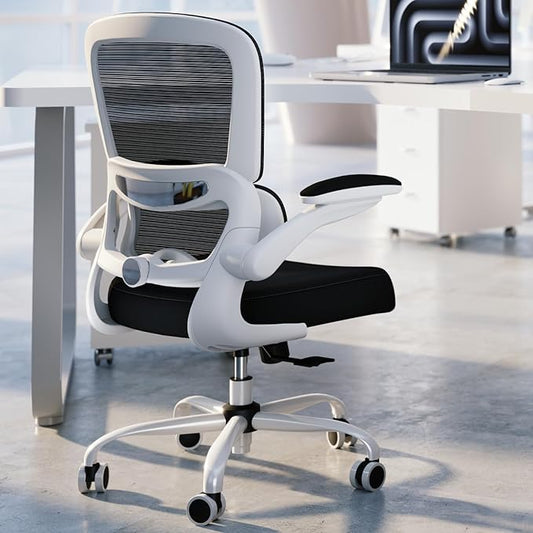TRALT Office Chair - Ergonomic Desk Chair with Adjustable Lumbar Support, Mesh Computer Chair, Executive Chairs for Home Office Comfortable Lumbar Support (White+Black)
