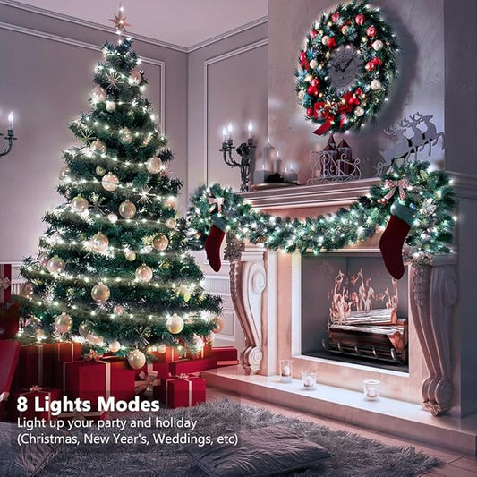 16.5ft Battery Operated String Lights (4 Pack), 50 LED Fairy String Lights Battery Powered with Remote & Timer for Indoor Outdoor Christmas Trees Wreath Decoration Bedroom Patio - Cool White