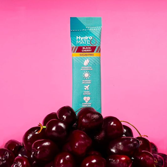 Electrolyte Powder Sugar-Free Hydration Packets Black Cherry HydroMATE 30 Sticks